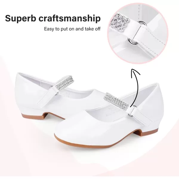 Stelle Girls Dress Shoes Toddler White Communion Easter Low Heels Flower Girl Mary Jane Flats for School Uniform Wedding