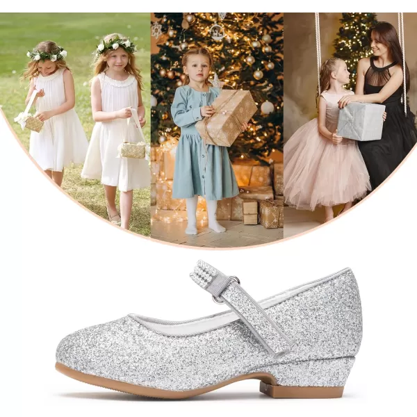 Stelle Girls Dress Shoes Toddler White Communion Easter Low Heels Flower Girl Mary Jane Flats for School Uniform Wedding