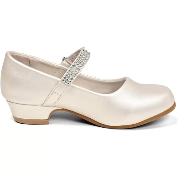 Stelle Girls Dress Shoes Toddler White Communion Easter Low Heels Flower Girl Mary Jane Flats for School Uniform Wedding