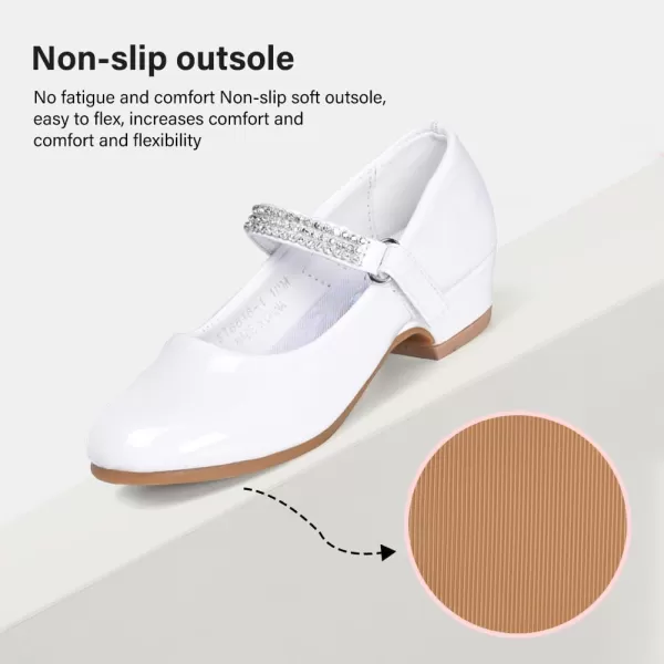 Stelle Girls Dress Shoes Toddler White Communion Easter Low Heels Flower Girl Mary Jane Flats for School Uniform Wedding