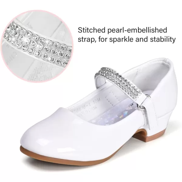 Stelle Girls Dress Shoes Toddler White Communion Easter Low Heels Flower Girl Mary Jane Flats for School Uniform Wedding