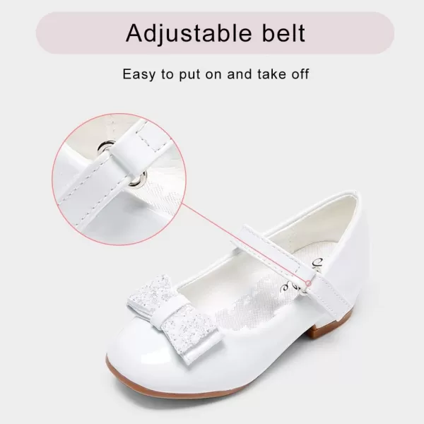 Stelle Girls Dress Shoes Toddler White Communion Easter Low Heels Flower Girl Mary Jane Flats for School Uniform Wedding