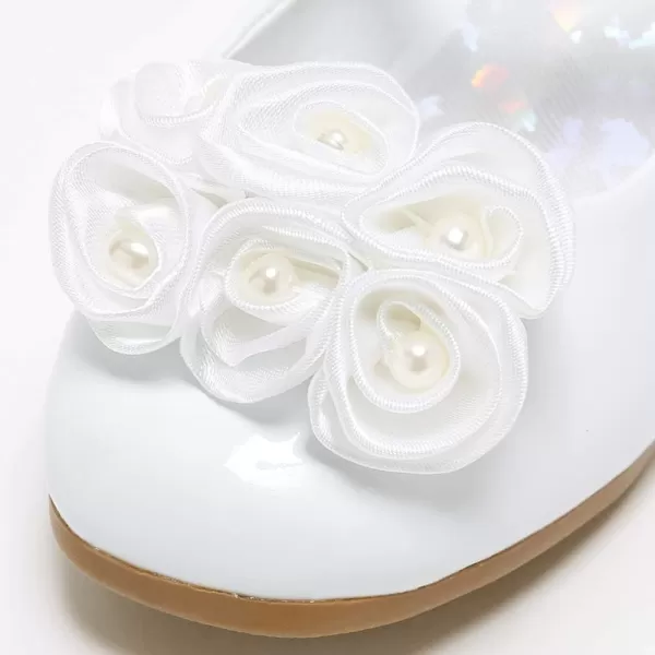 Stelle Girls Dress Shoes White Flower Girl Shoe Toddler Mary Jane Low Heel for Wedding Communion Easter )