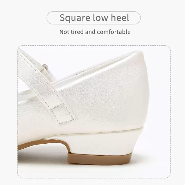 Stelle Girls Dress Shoes White Flower Girl Shoe Toddler Mary Jane Low Heel for Wedding Communion Easter )