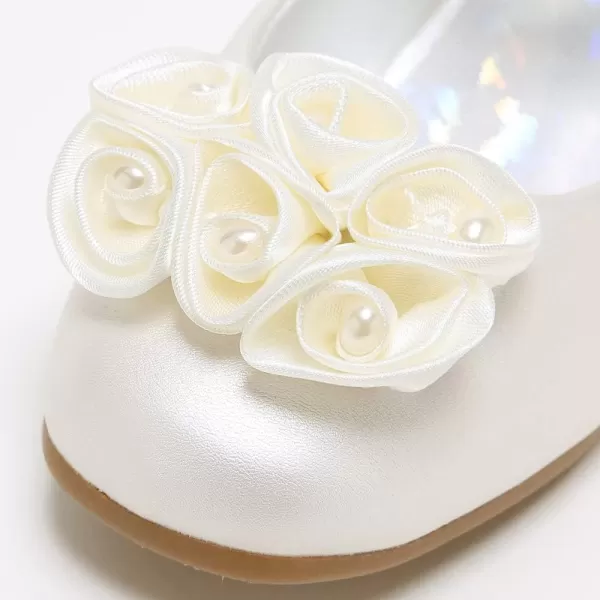 Stelle Girls Dress Shoes White Flower Girl Shoe Toddler Mary Jane Low Heel for Wedding Communion Easter )