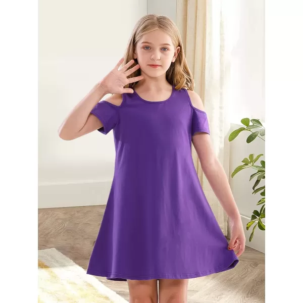 Stelle Girls Dresses Skater Twirly Stretch A-line Toddler Solid Color Plain Kneelength Dress)