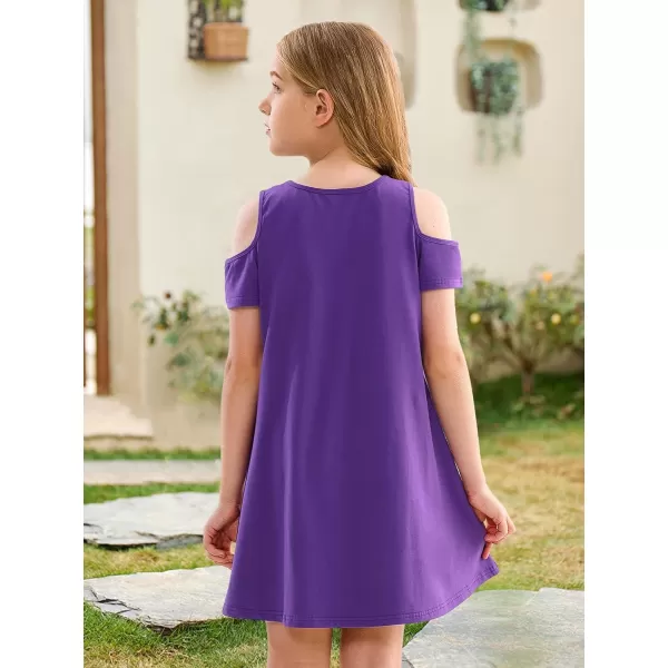 Stelle Girls Dresses Skater Twirly Stretch A-line Toddler Solid Color Plain Kneelength Dress)