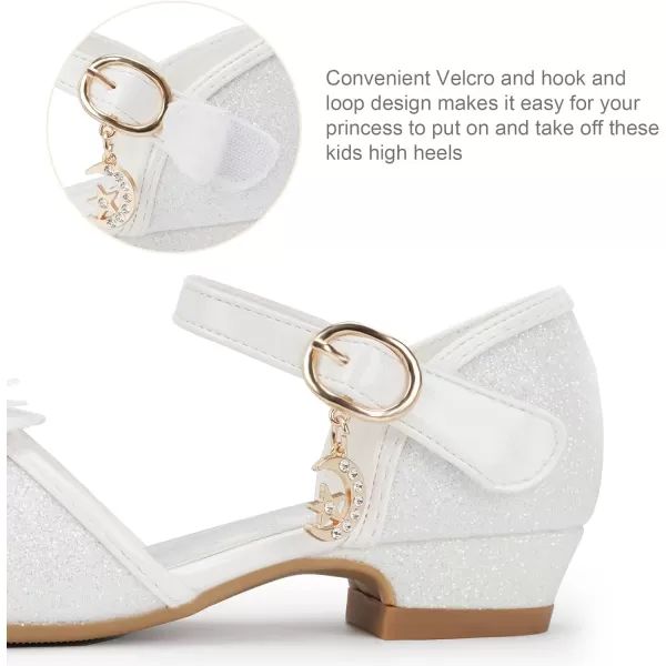 Stelle Girls High Heels White Communion Easter Dress Shoes Toddler Flower Glitter Princess Sandals for Party Wedding