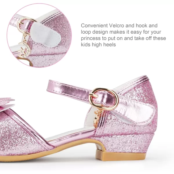 Stelle Girls High Heels White Communion Easter Dress Shoes Toddler Flower Glitter Princess Sandals for Party Wedding