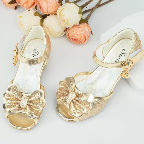 Stelle Girls High Heels White Communion Easter Dress Shoes Toddler Flower Glitter Princess Sandals for Party Wedding