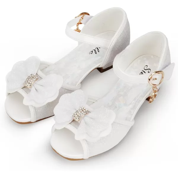 Stelle Girls High Heels White Communion Easter Dress Shoes Toddler Flower Glitter Princess Sandals for Party Wedding