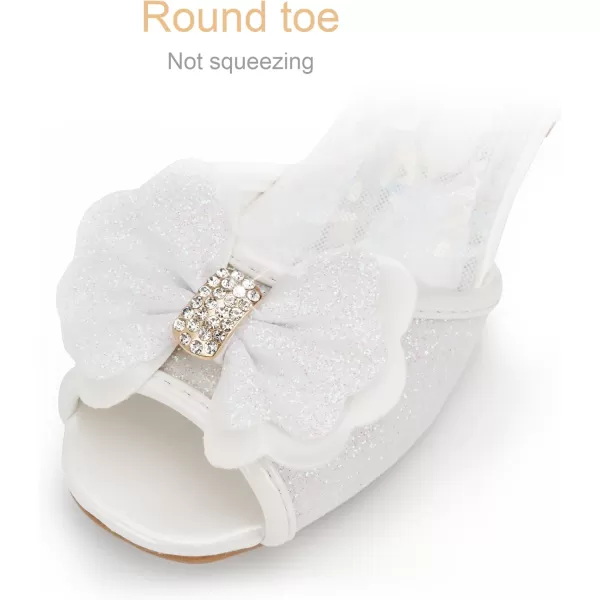Stelle Girls High Heels White Communion Easter Dress Shoes Toddler Flower Glitter Princess Sandals for Party Wedding