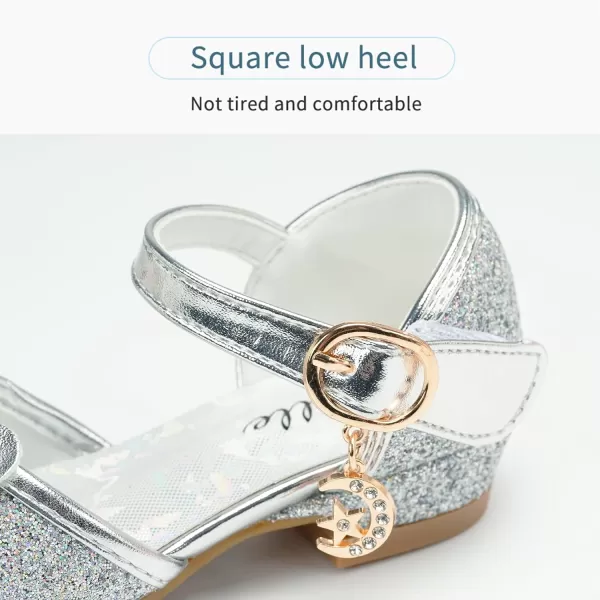 Stelle Girls High Heels White Communion Easter Dress Shoes Toddler Flower Glitter Princess Sandals for Party Wedding