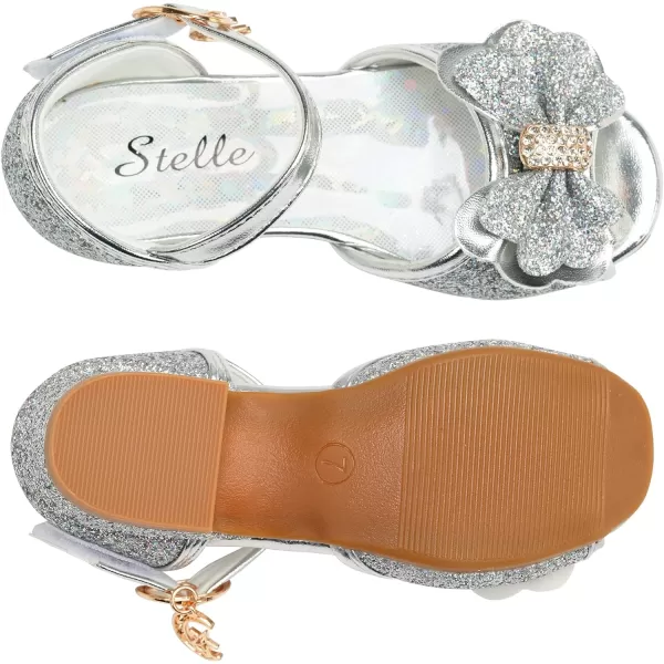 Stelle Girls High Heels White Communion Easter Dress Shoes Toddler Flower Glitter Princess Sandals for Party Wedding