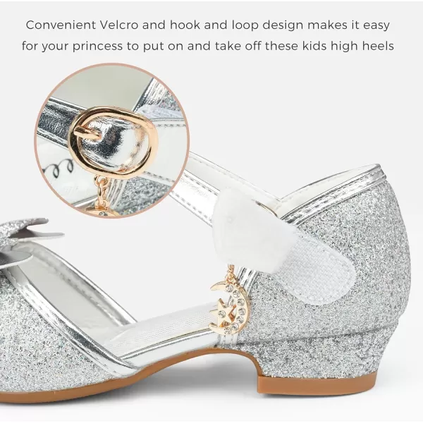 Stelle Girls High Heels White Communion Easter Dress Shoes Toddler Flower Glitter Princess Sandals for Party Wedding