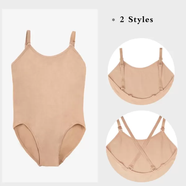 Stelle Girls Nude Seamless Undergarment Camisole Leotard for Dance/Ballet/Gymnastics