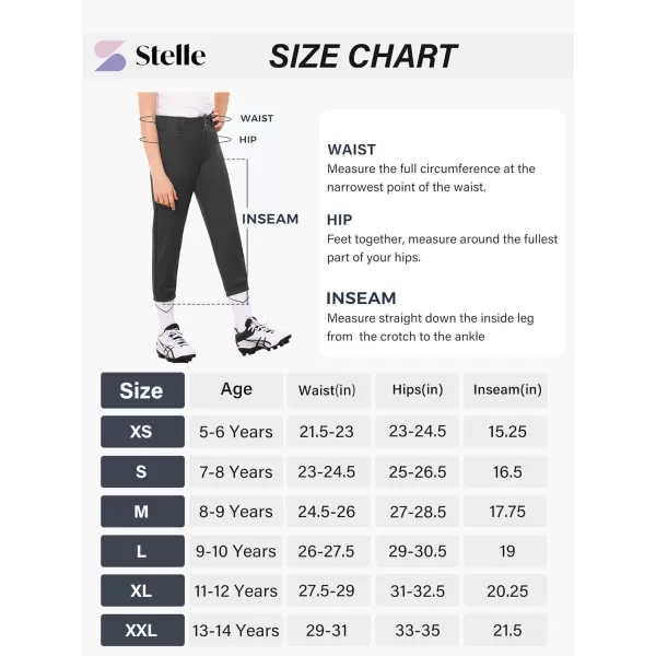 Stelle Girls' Softball Pants Youth Kids Baseball Pants Fastpitch Pants with Pockets Boys Tee Ball