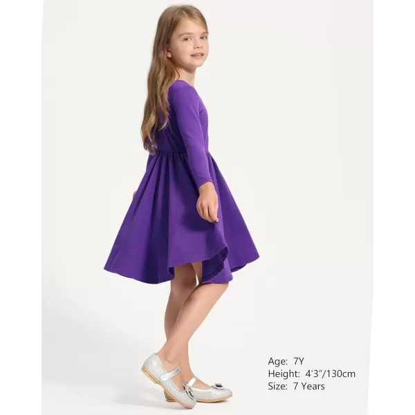 Stelle Long Sleeve Girls Dresses Cotton Skater Twirly Casual A-Line Dress for Toddler School Recital Party