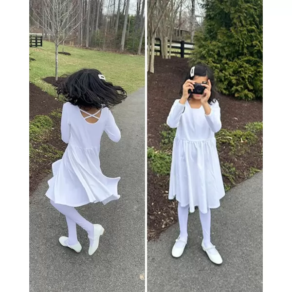 Stelle Long Sleeve Girls Dresses Cotton Skater Twirly Casual A-Line Dress for Toddler School Recital Party