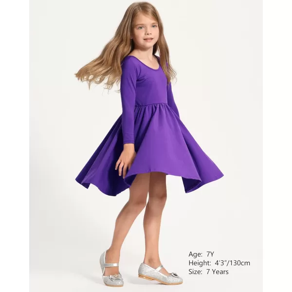 Stelle Long Sleeve Girls Dresses Cotton Skater Twirly Casual A-Line Dress for Toddler School Recital Party
