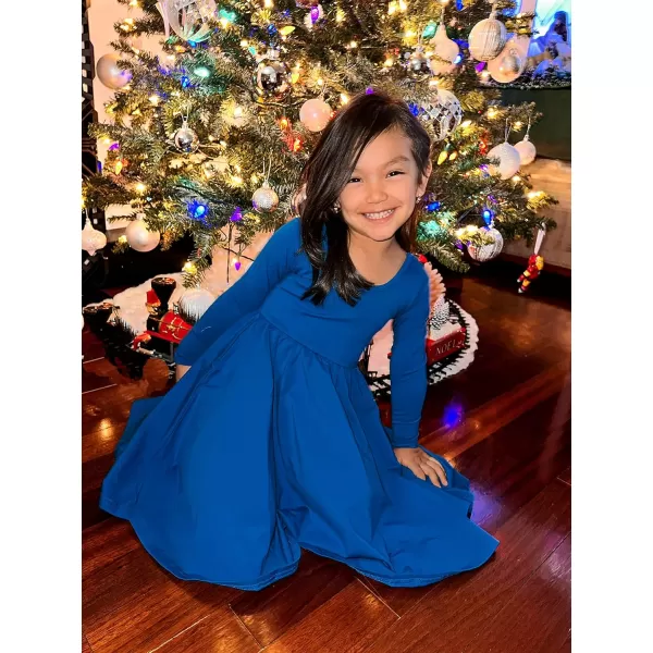 Stelle Long Sleeve Girls Dresses Cotton Skater Twirly Casual A-Line Dress for Toddler School Recital Party