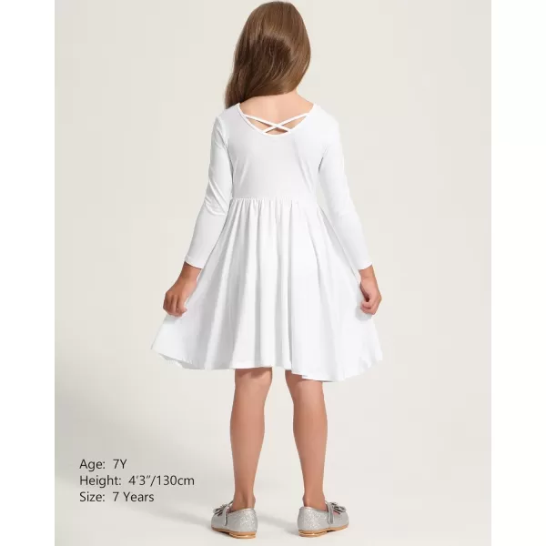 Stelle Long Sleeve Girls Dresses Cotton Skater Twirly Casual A-Line Dress for Toddler School Recital Party