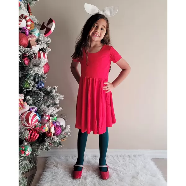 Stelle Long Sleeve Girls Dresses Cotton Skater Twirly Casual A-Line Dress for Toddler School Recital Party