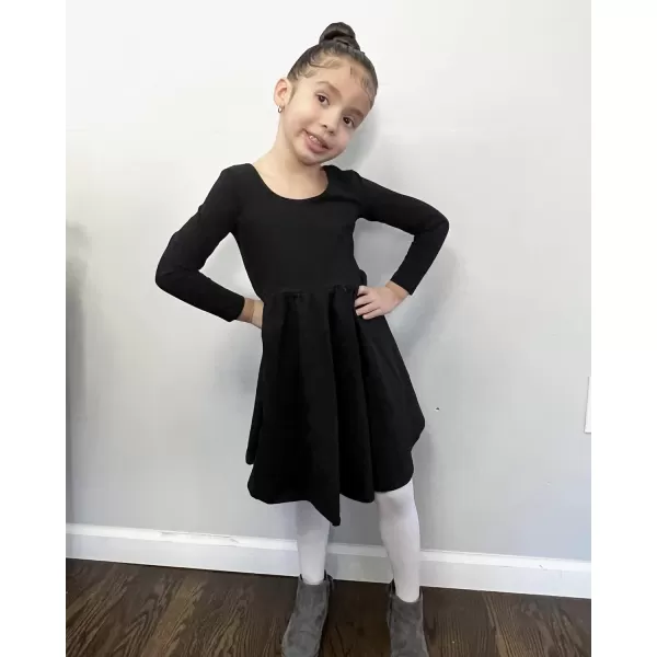 Stelle Long Sleeve Girls Dresses Cotton Skater Twirly Casual A-Line Dress for Toddler School Recital Party