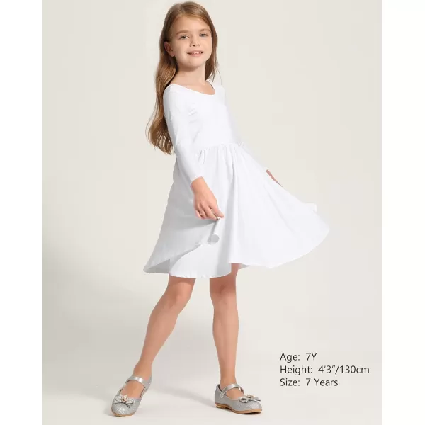 Stelle Long Sleeve Girls Dresses Cotton Skater Twirly Casual A-Line Dress for Toddler School Recital Party