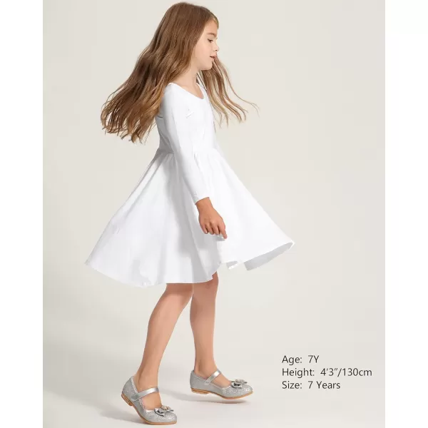 Stelle Long Sleeve Girls Dresses Cotton Skater Twirly Casual A-Line Dress for Toddler School Recital Party