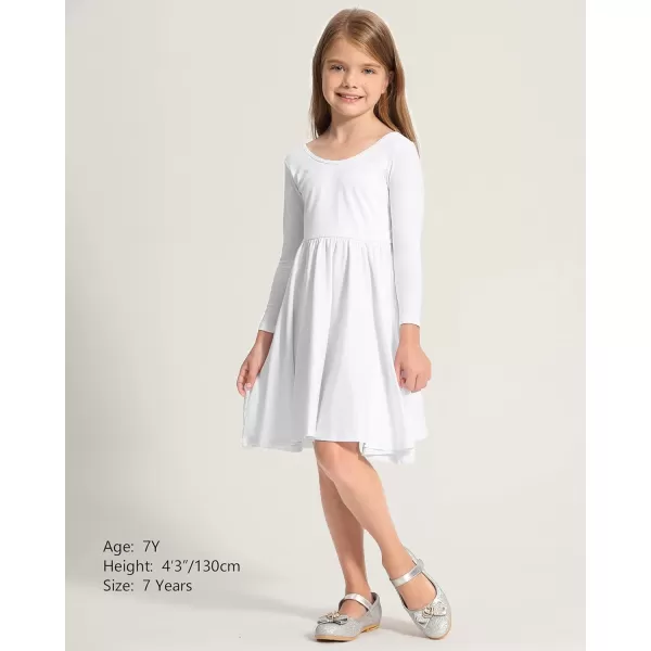 Stelle Long Sleeve Girls Dresses Cotton Skater Twirly Casual A-Line Dress for Toddler School Recital Party