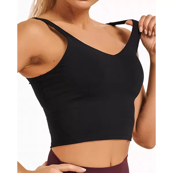 Stelle Longline Sports Bra for Women Wirefree Padded Yoga Bras Tank Tops Fitness Workout Running Top