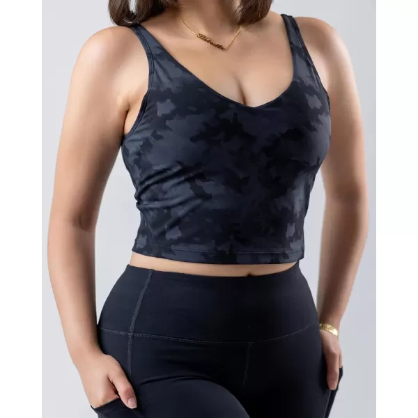 Stelle Longline Sports Bra for Women Wirefree Padded Yoga Bras Tank Tops Fitness Workout Running Top