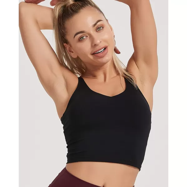 Stelle Longline Sports Bra for Women Wirefree Padded Yoga Bras Tank Tops Fitness Workout Running Top