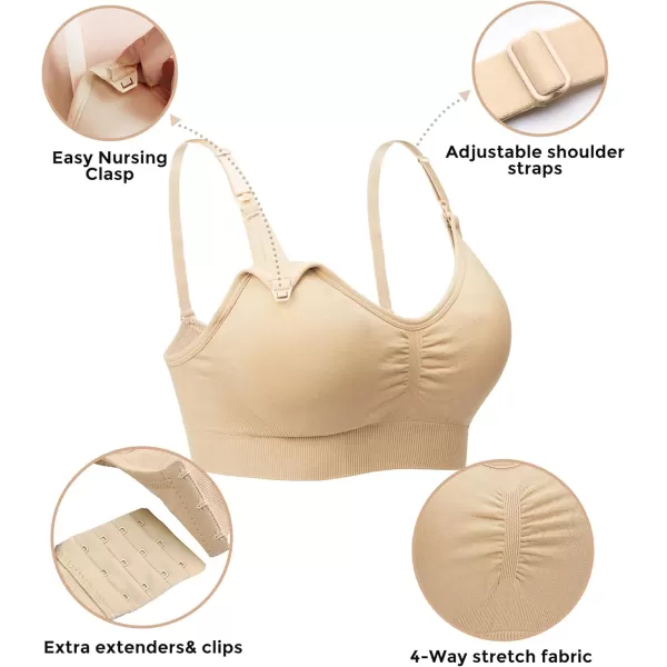 Stelle Nursing Bras Maternity Bra for Breastfeeding Pregnancy Wireless Bralette with Pads, Extenders &amp; Clips