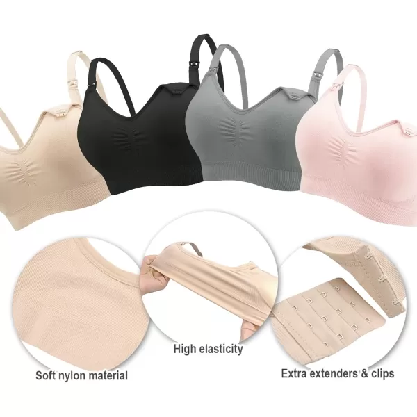 Stelle Nursing Bras Maternity Bra for Breastfeeding Pregnancy Wireless Bralette with Pads, Extenders &amp; Clips