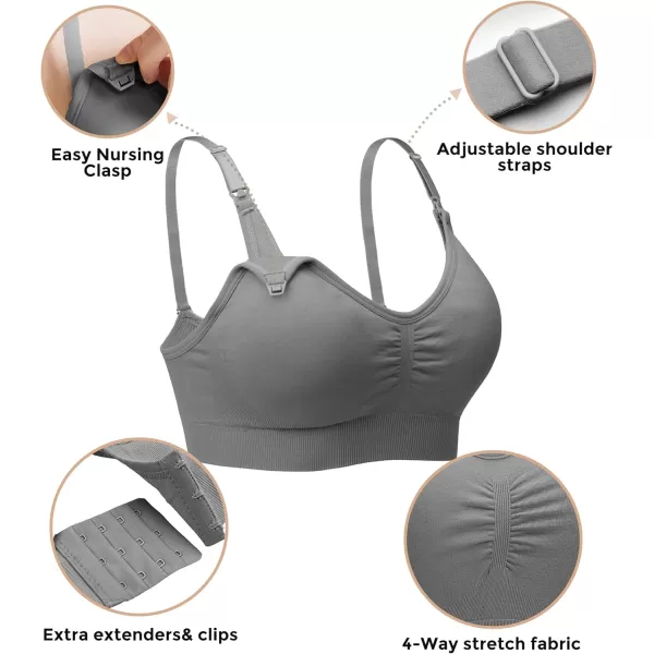 Stelle Nursing Bras Maternity Bra for Breastfeeding Pregnancy Wireless Bralette with Pads, Extenders &amp; Clips