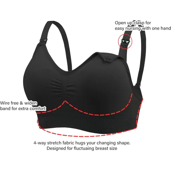 Stelle Nursing Bras Maternity Bra for Breastfeeding Pregnancy Wireless Bralette with Pads, Extenders &amp; Clips