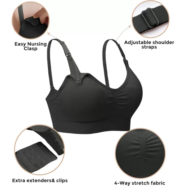 Stelle Nursing Bras Maternity Bra for Breastfeeding Pregnancy Wireless Bralette with Pads, Extenders &amp; Clips