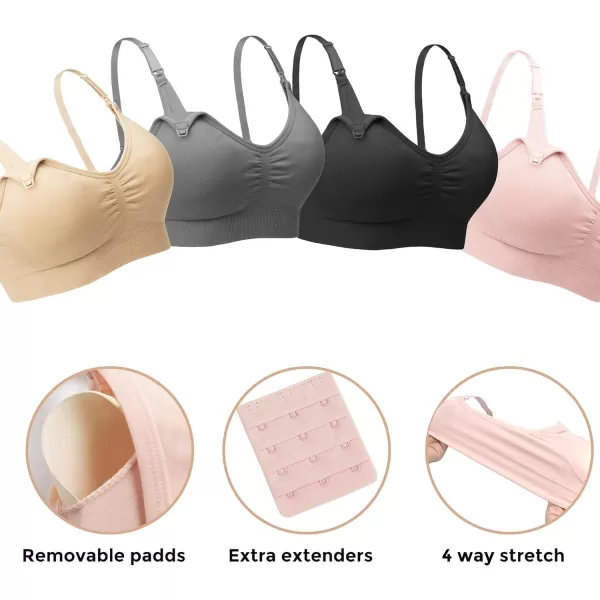 Stelle Nursing Bras Maternity Bra for Breastfeeding Pregnancy Wireless Bralette with Pads, Extenders &amp; Clips