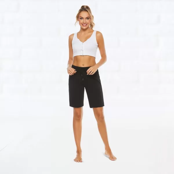Stelle Women's 7"/ 10" Bermuda Shorts Long Comfy Cotton Sweat Shorts Summer Knee Length Lounge Shorts with Deep Pockets