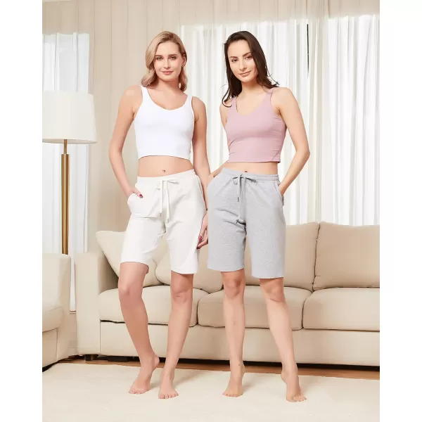 Stelle Women's 7"/ 10" Bermuda Shorts Long Comfy Cotton Sweat Shorts Summer Knee Length Lounge Shorts with Deep Pockets