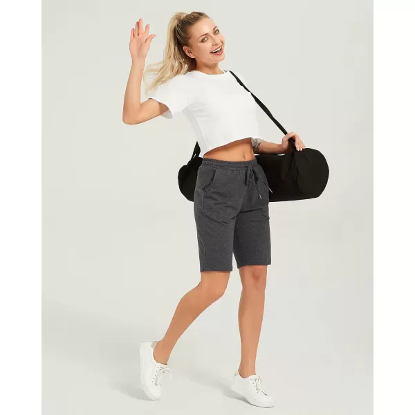 Stelle Women's 7"/ 10" Bermuda Shorts Long Comfy Cotton Sweat Shorts Summer Knee Length Lounge Shorts with Deep Pockets