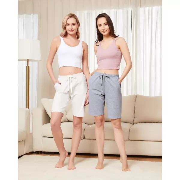 Stelle Women's 7"/ 10" Bermuda Shorts Long Comfy Cotton Sweat Shorts Summer Knee Length Lounge Shorts with Deep Pocketsgrey)