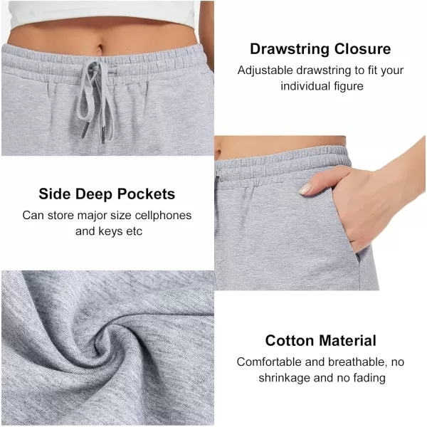 Stelle Women's 7"/ 10" Bermuda Shorts Long Comfy Cotton Sweat Shorts Summer Knee Length Lounge Shorts with Deep Pocketsgrey)
