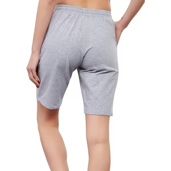 Stelle Women's 7"/ 10" Bermuda Shorts Long Comfy Cotton Sweat Shorts Summer Knee Length Lounge Shorts with Deep Pocketsgrey)