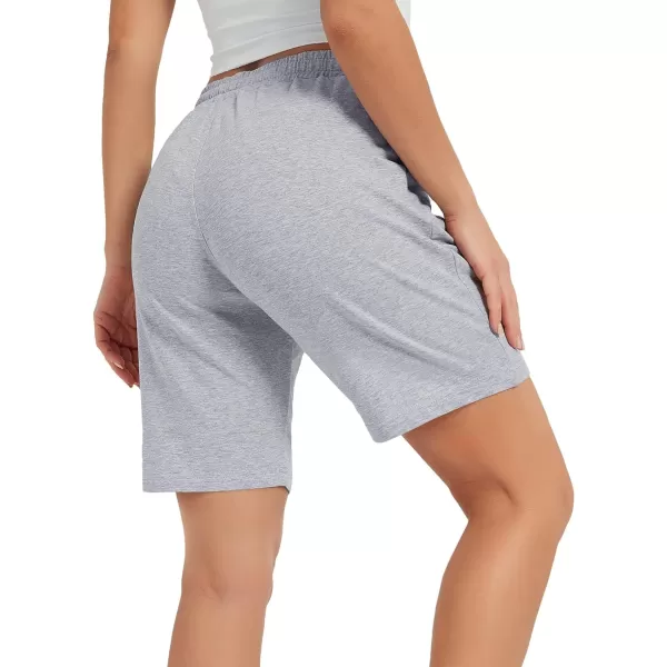 Stelle Women's 7"/ 10" Bermuda Shorts Long Comfy Cotton Sweat Shorts Summer Knee Length Lounge Shorts with Deep Pocketsgrey)