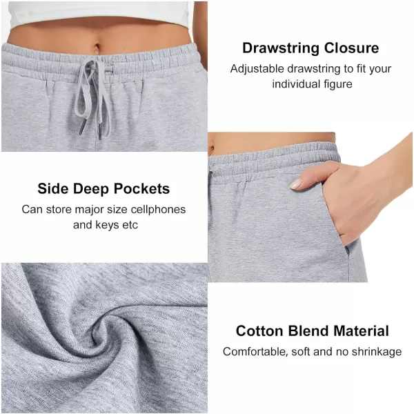 Stelle Women's 7"/ 10" Bermuda Shorts Long Comfy Cotton Sweat Shorts Summer Knee Length Lounge Shorts with Deep Pocketsgrey)