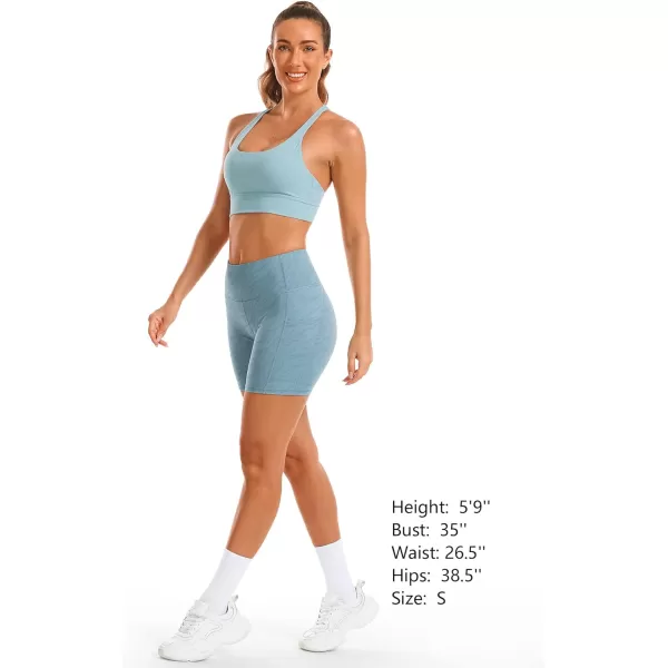 Stelle Women's 8"/ 5" High Waist Biker Shorts Yoga Shorts with Pockets Tummy Control Workout Shorts for Running Gym