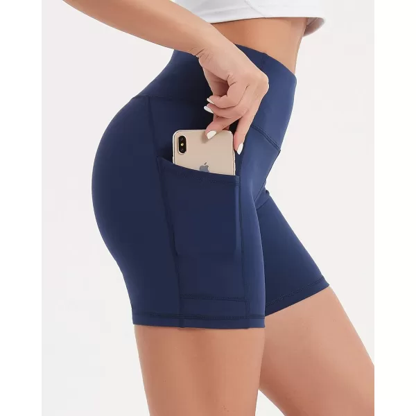 Stelle Women's 8"/ 5" High Waist Biker Shorts Yoga Shorts with Pockets Tummy Control Workout Shorts for Running Gym
